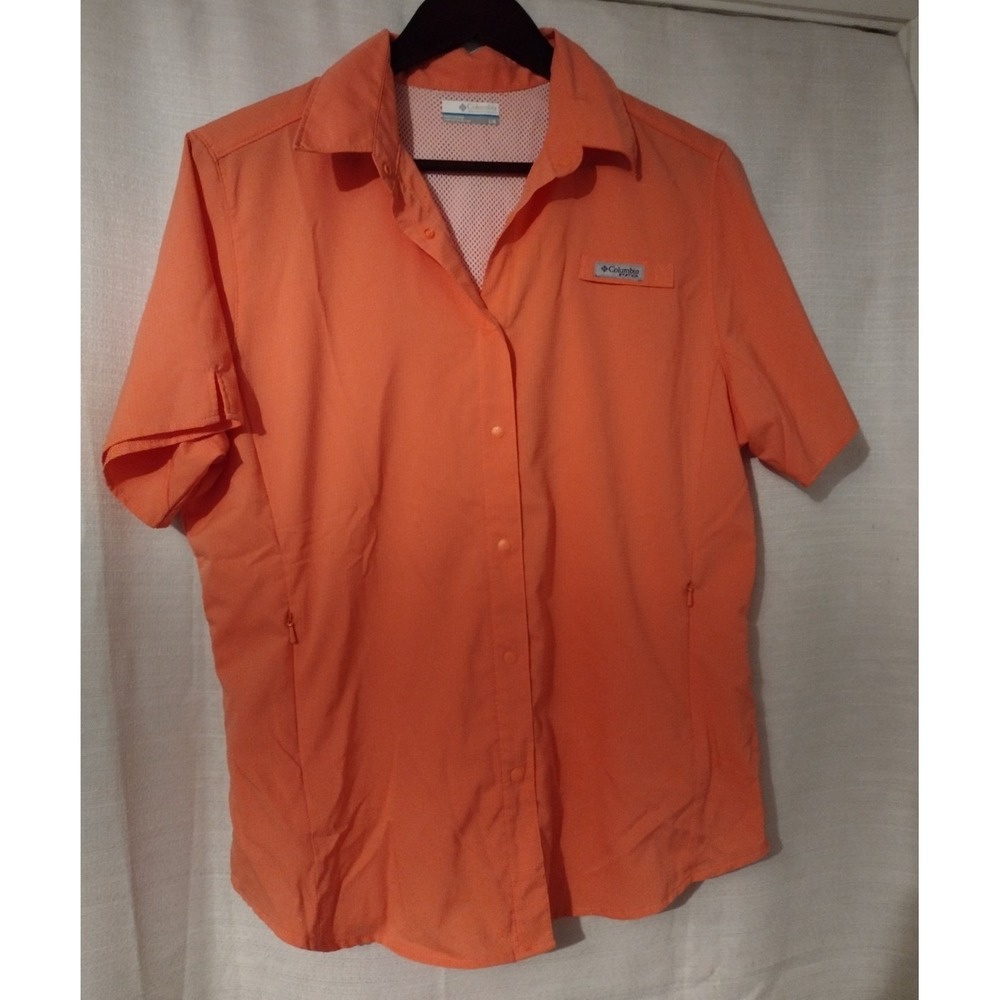 Columbia PFG Women's Shirt Large Peach Omni-Shade Vented Short Sleeve